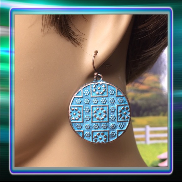 Jewelry - Patina Copper Round Earrings